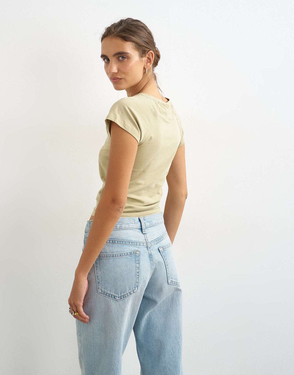 Topshop raglan clean t shirt in khaki