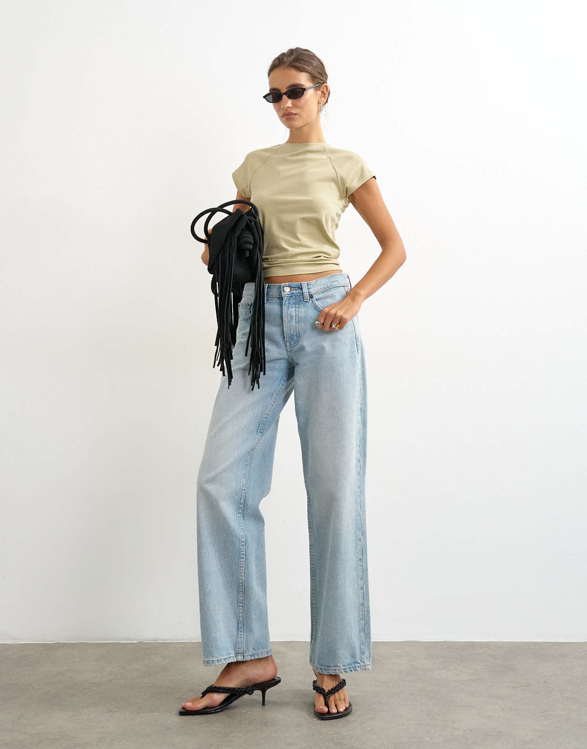 Topshop raglan clean t shirt in khaki
