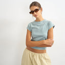 Topshop cap sleeve t shirt in dusky blue