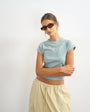 Topshop raglan clean t shirt in dusky blue
