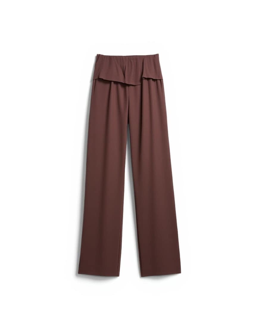 Topshop cotton overlay wide leg bottoms co-ord in chocolate