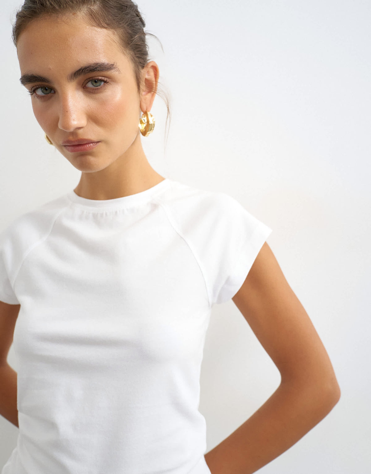 Topshop raglan clean t shirt in white