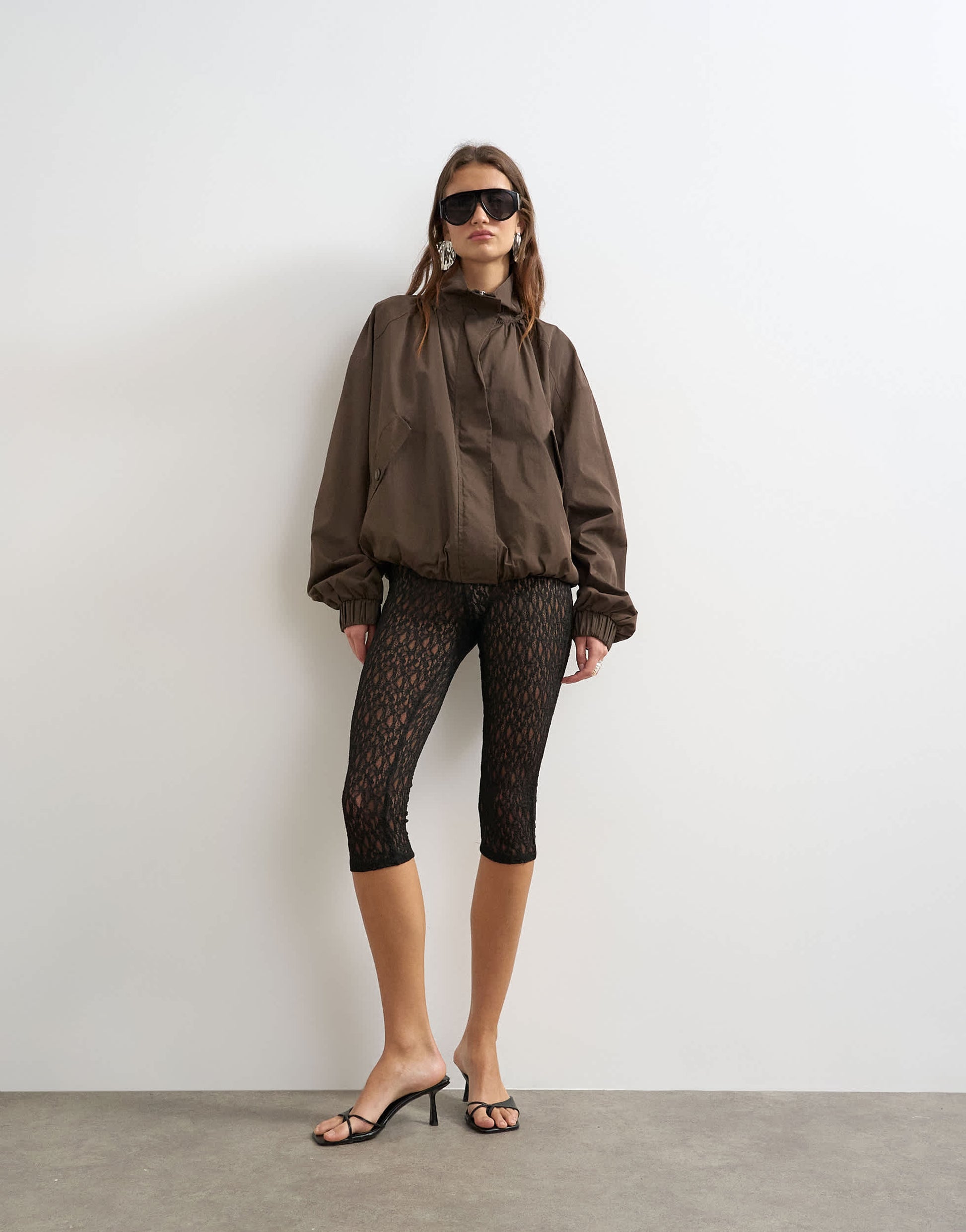 Topshop lace capris in black