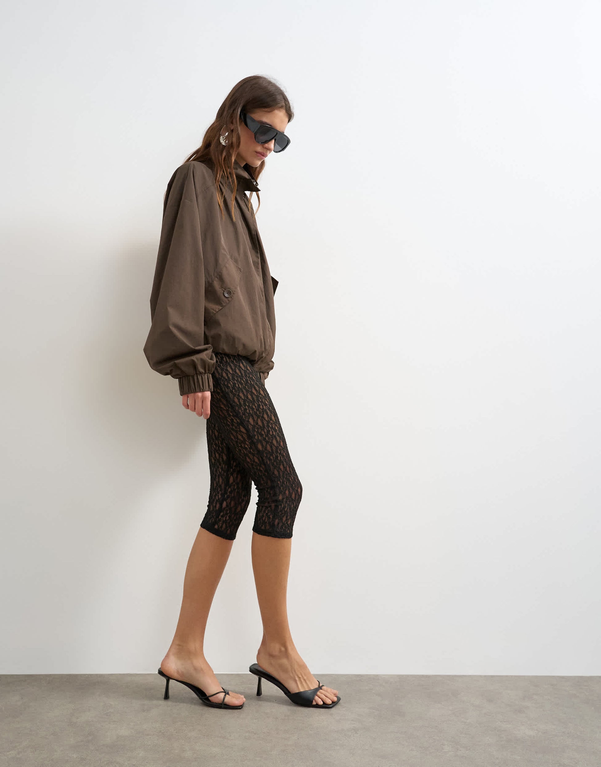 Topshop lace capris in black