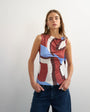 Topshop microfibre abstract knot shoulder tank in brown