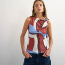 Topshop microfibre abstract knot shoulder tank in brown