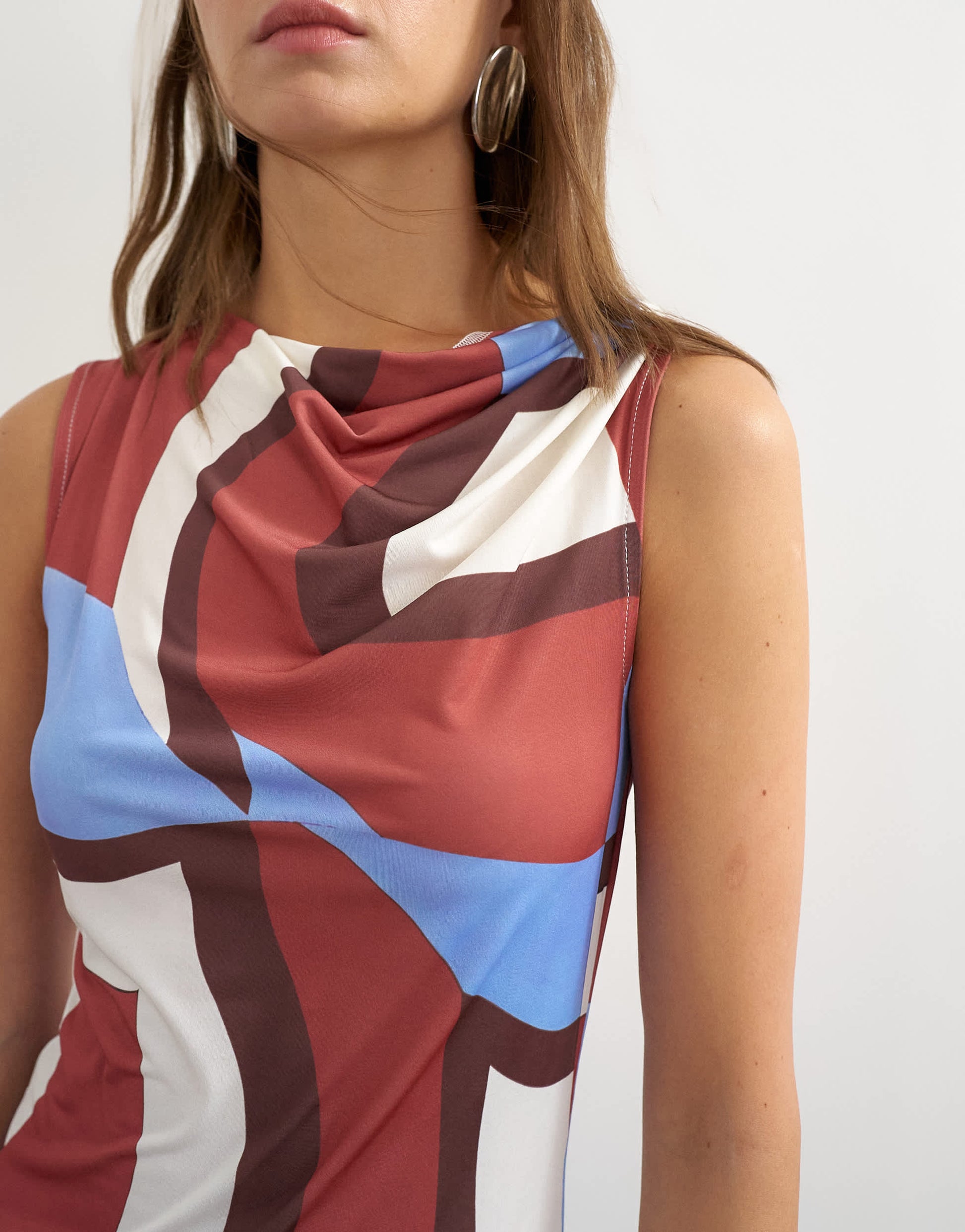Topshop microfibre abstract knot shoulder tank in brown