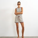 Topshop striped co-ord short in cream