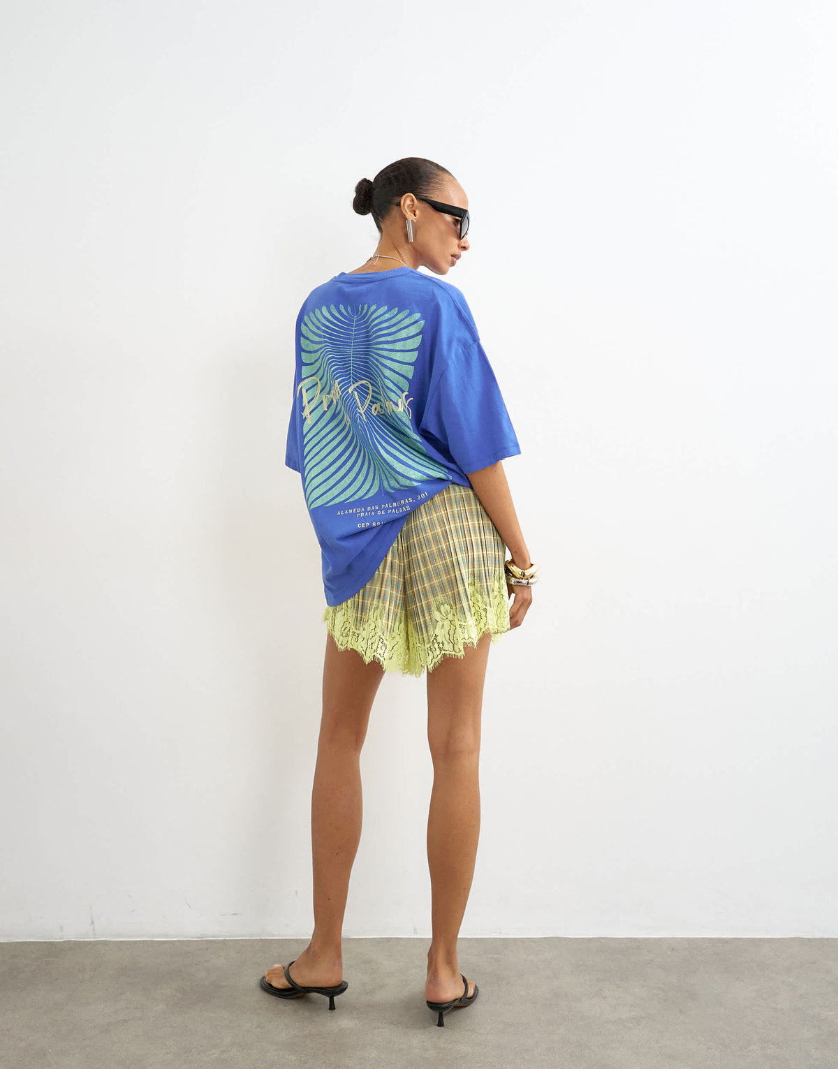 Topshop graphic 'Palm' oversized t-shirt in blue