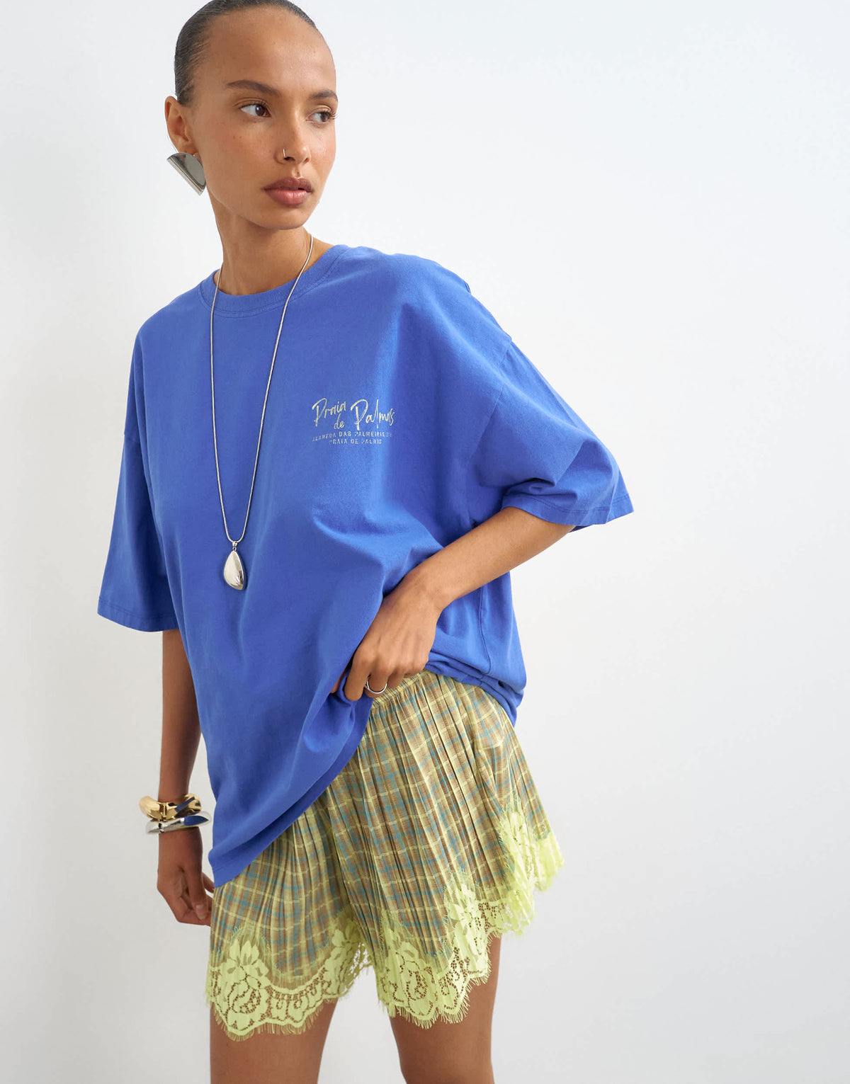 Topshop graphic 'Palm' oversized t-shirt in blue