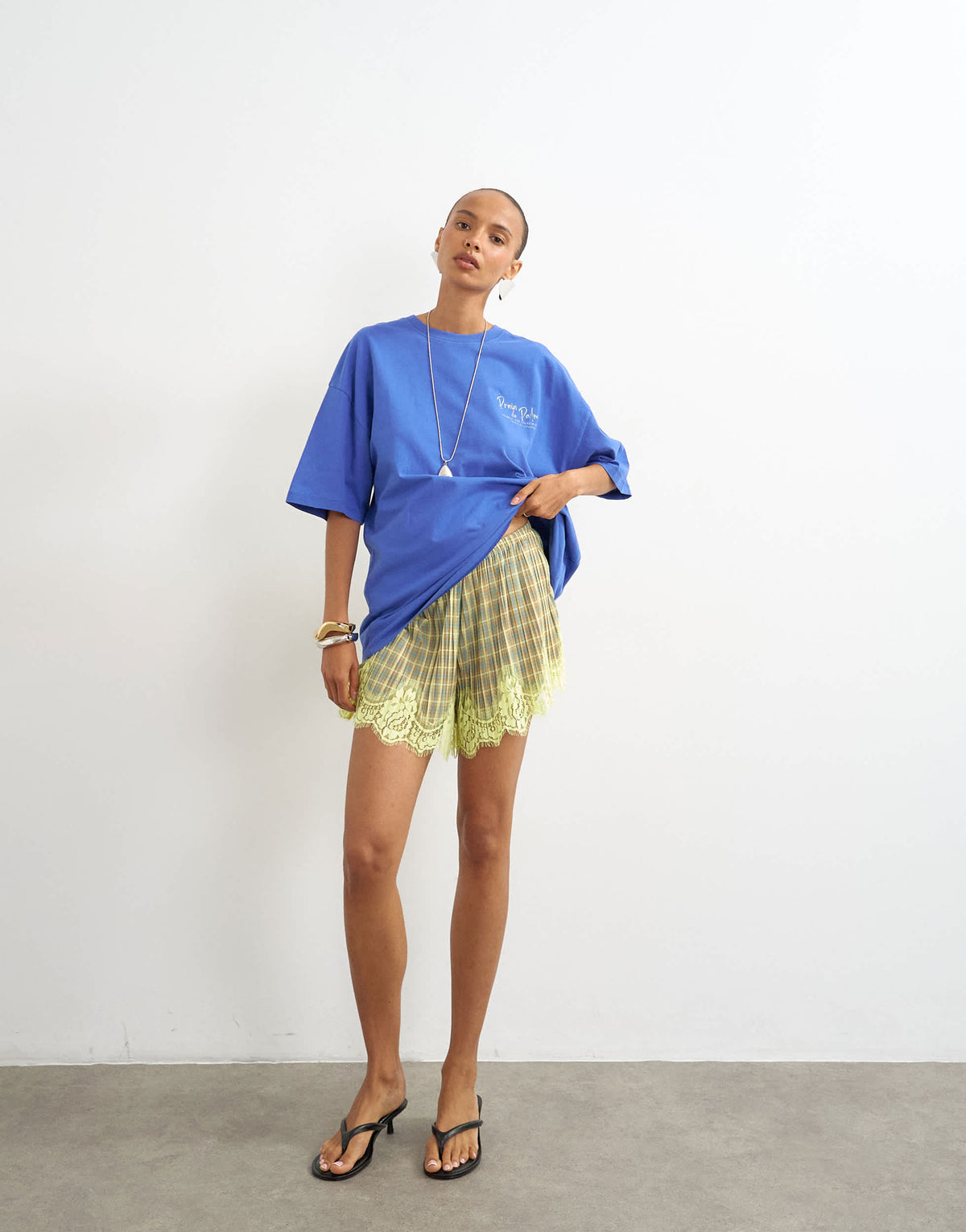 Topshop graphic 'Palm' oversized t-shirt in blue