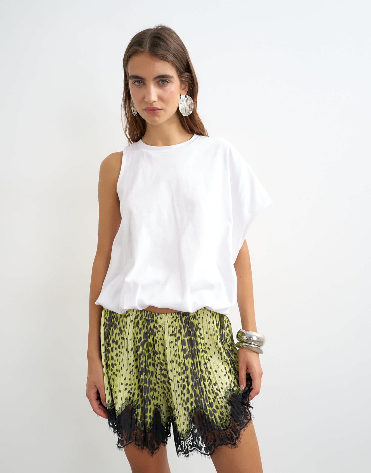 Topshop asymmetric ruched back tee in white