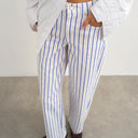 Topshop Cinch low rise relaxed jean in blue & lilac stripe 