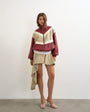 Topshop colour block leather look track jacket in red