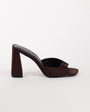 Topshop Walter high heeled mule in chocolate faux suede