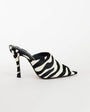 Topshop Winona high vamp peep toe heeled sandal in zebra hair on real leather