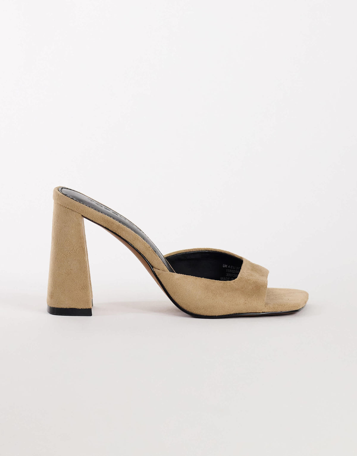 Topshop Walter high heeled mule in taupe faux suede