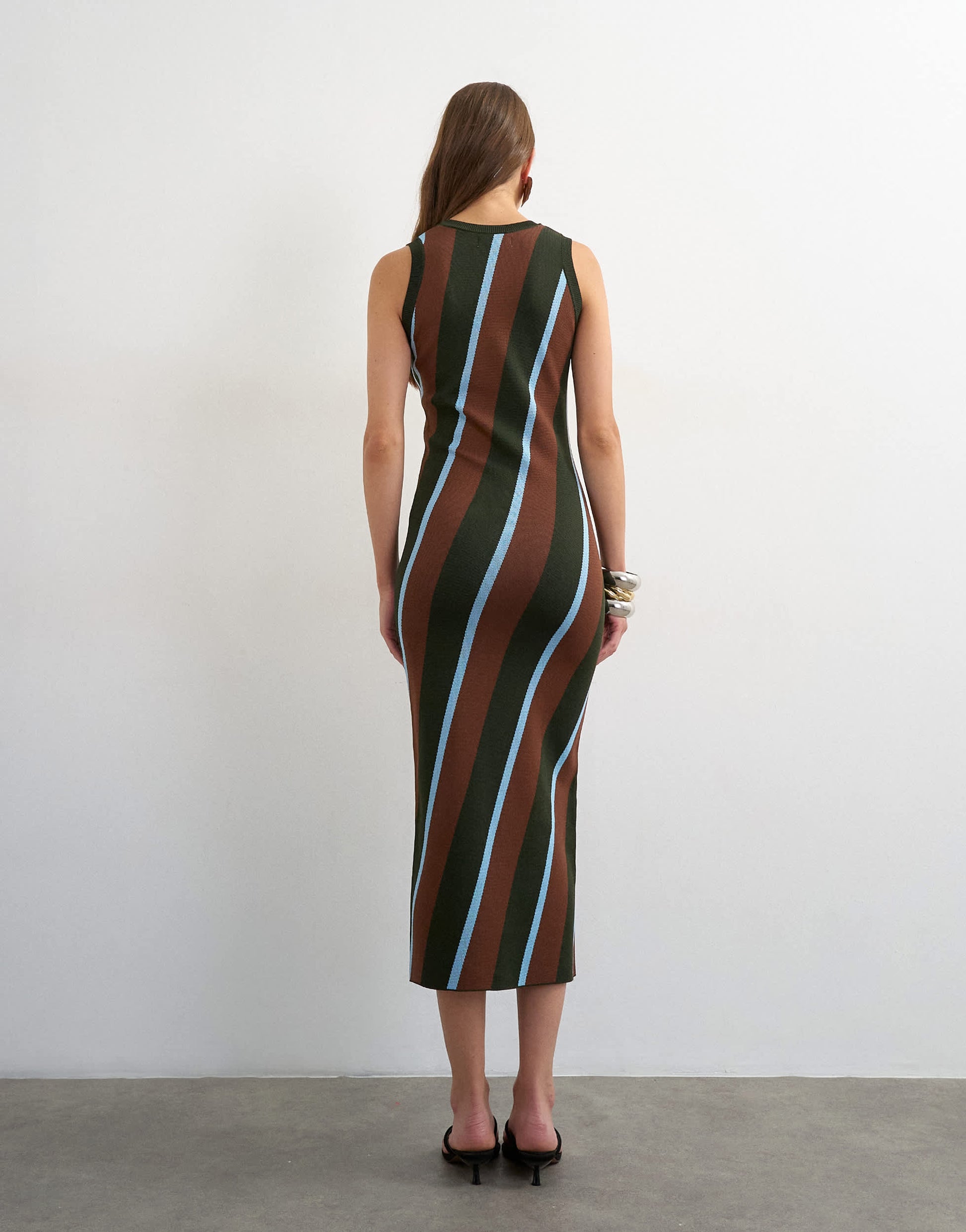 Topshop knitted sleeveless stripe maxi dress in multi
