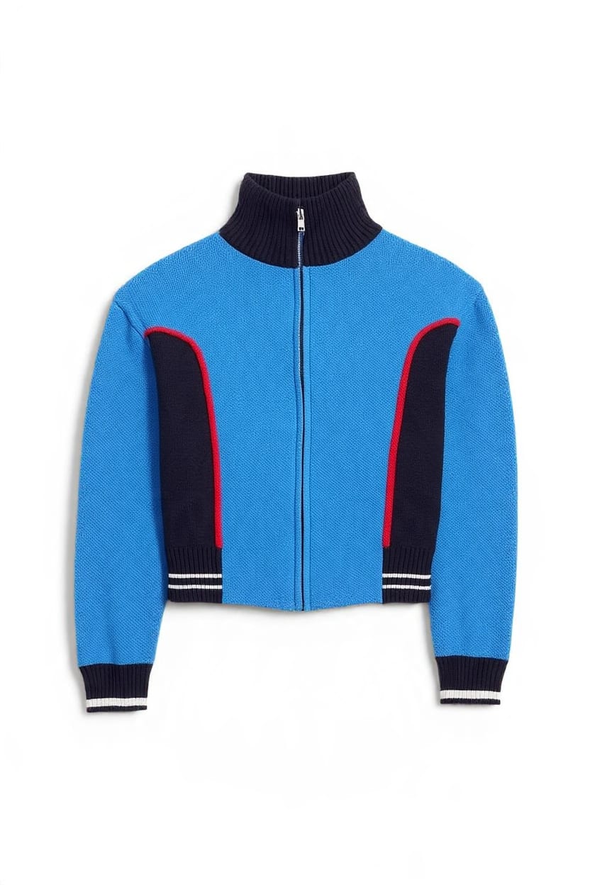 Topshop knitted co-ord shoulder padded seam detail jacket in blue