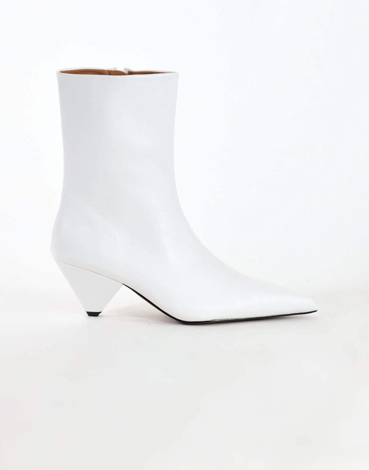 Topshop Kiki cone heel ankle boot in off white