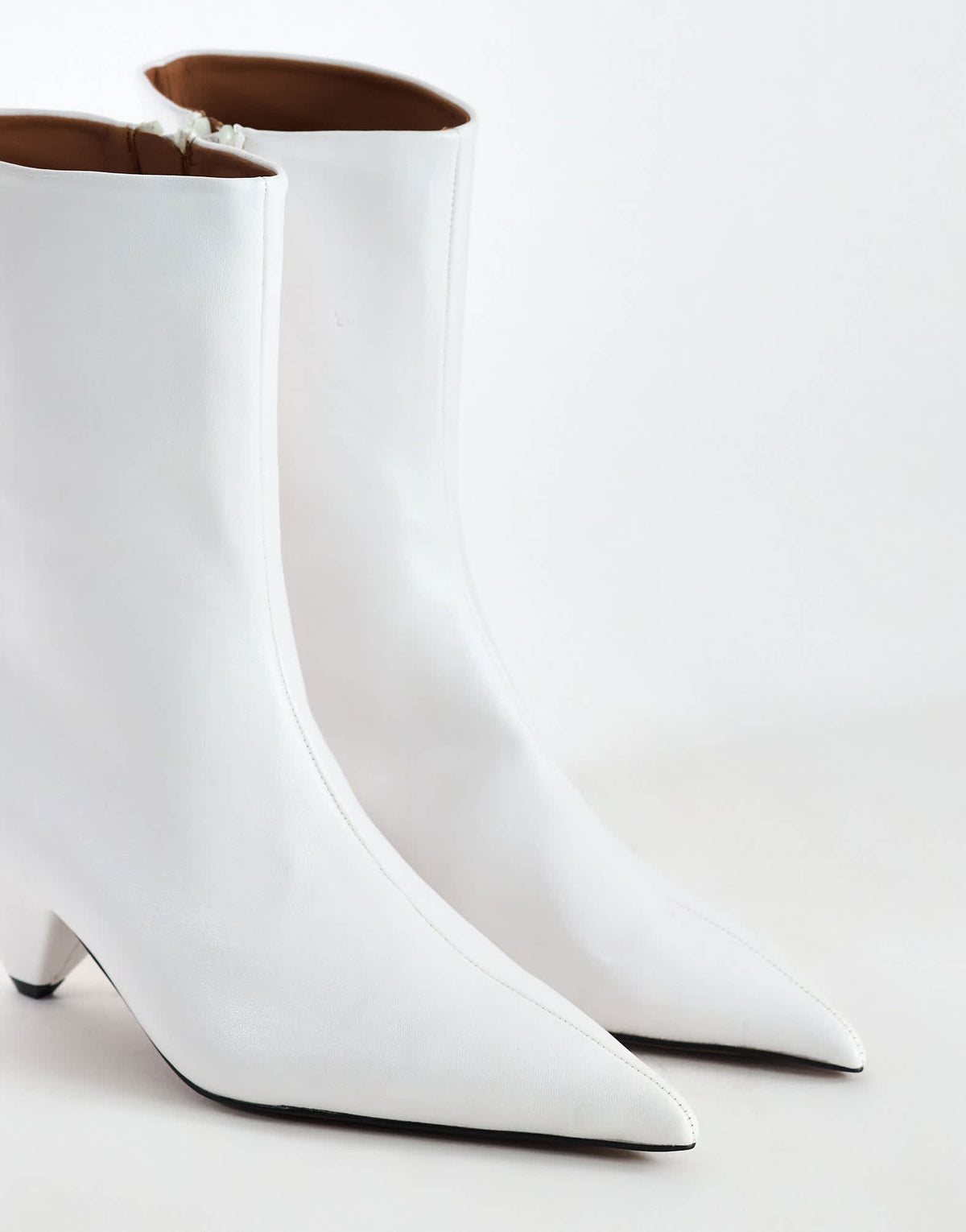 Topshop Kiki cone heel ankle boot in off white