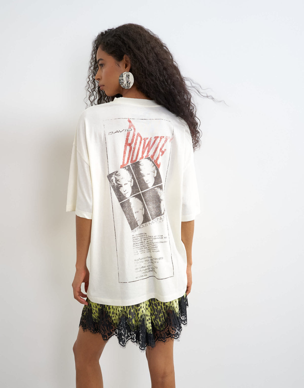 Topshop Bowie graphic oversized t-shirt in white