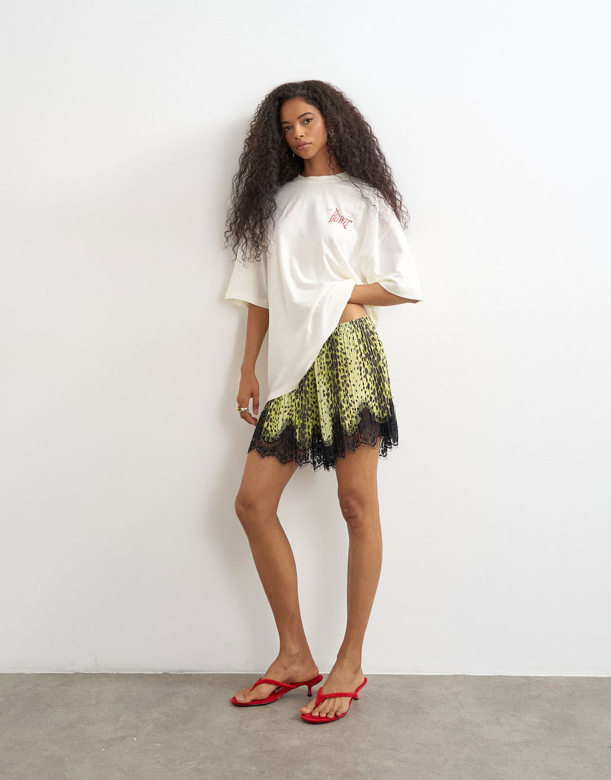 Topshop Bowie graphic oversized t-shirt in white