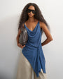 Topshop cami asymmetric top in dark blue