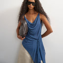 Topshop cami asymmetric top in dark blue