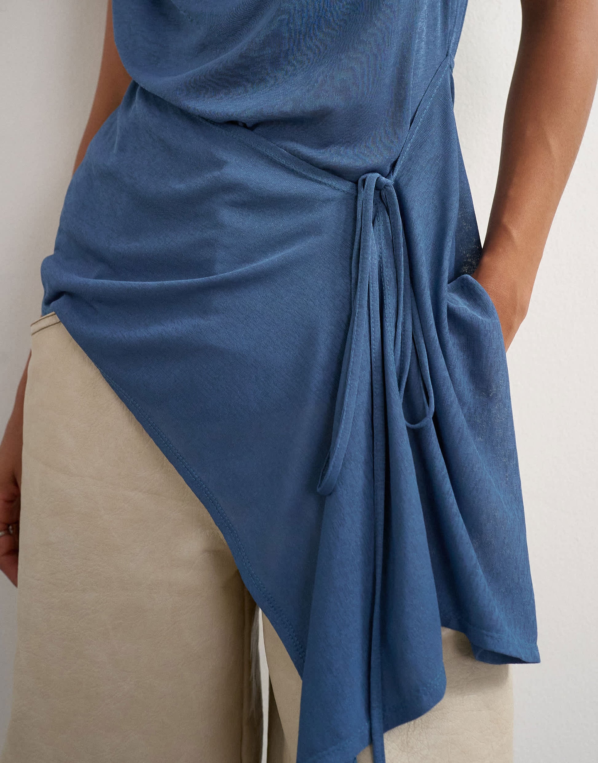 Topshop cami asymmetric top in dark blue
