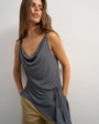 Topshop cami asymmetric top in charcoal