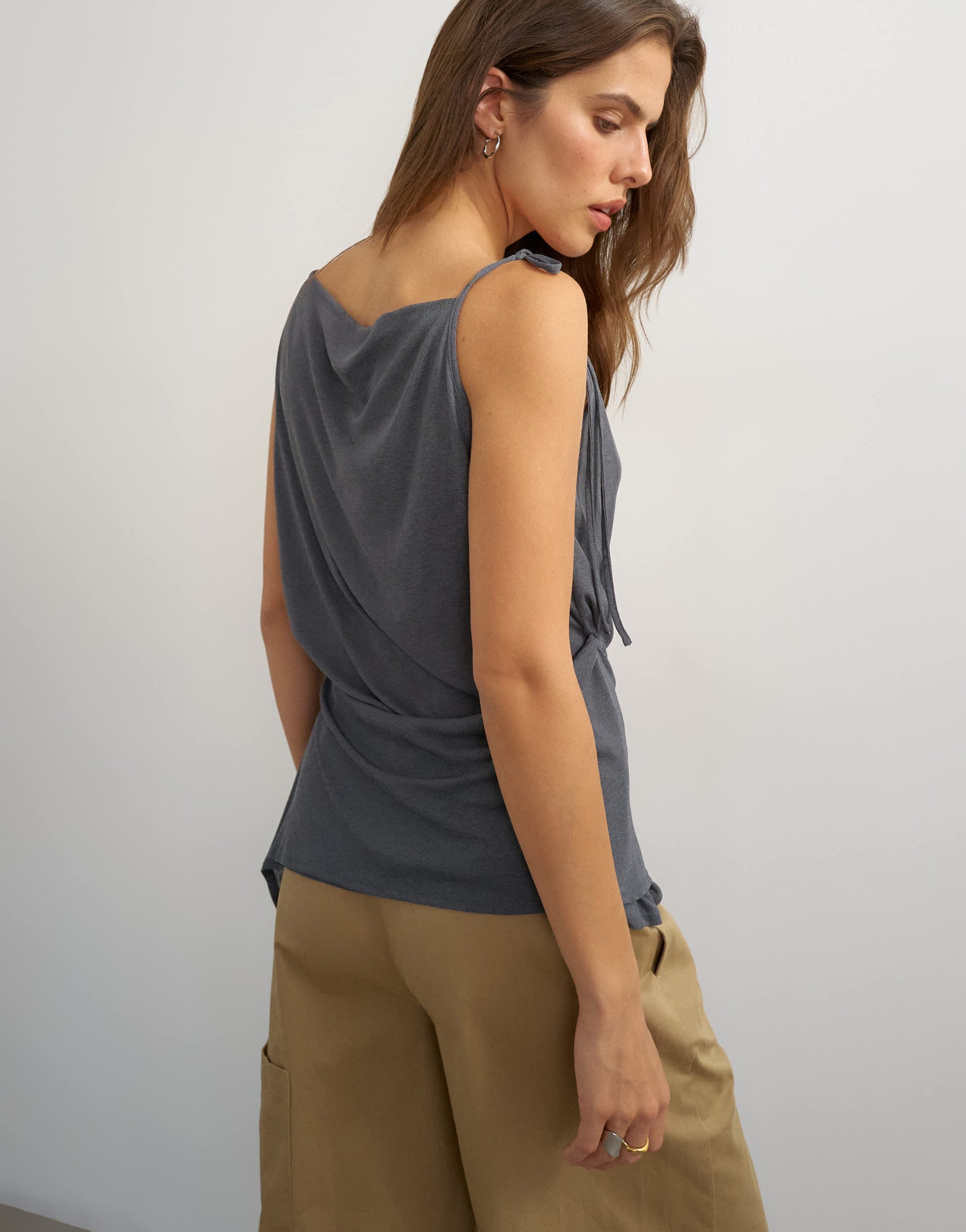 Topshop cami asymmetric top in black