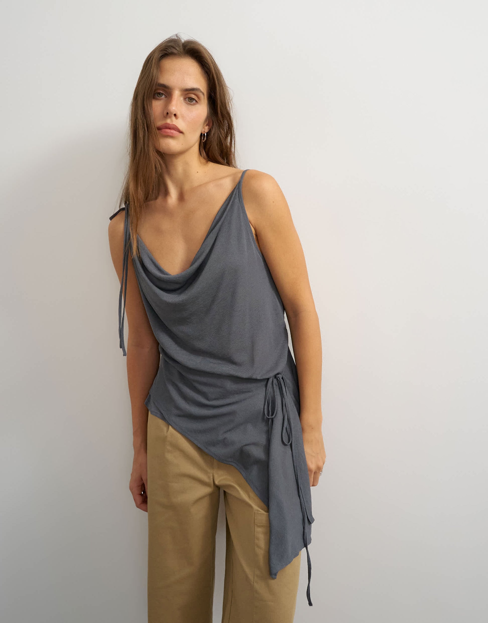 Topshop cami asymmetric top in black