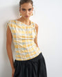 Topshop check ruched detail top in yellow