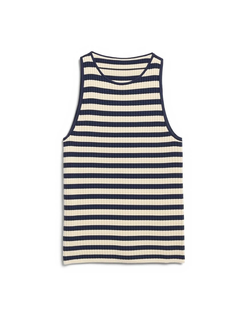 Topshop stripe waffle vest in navy