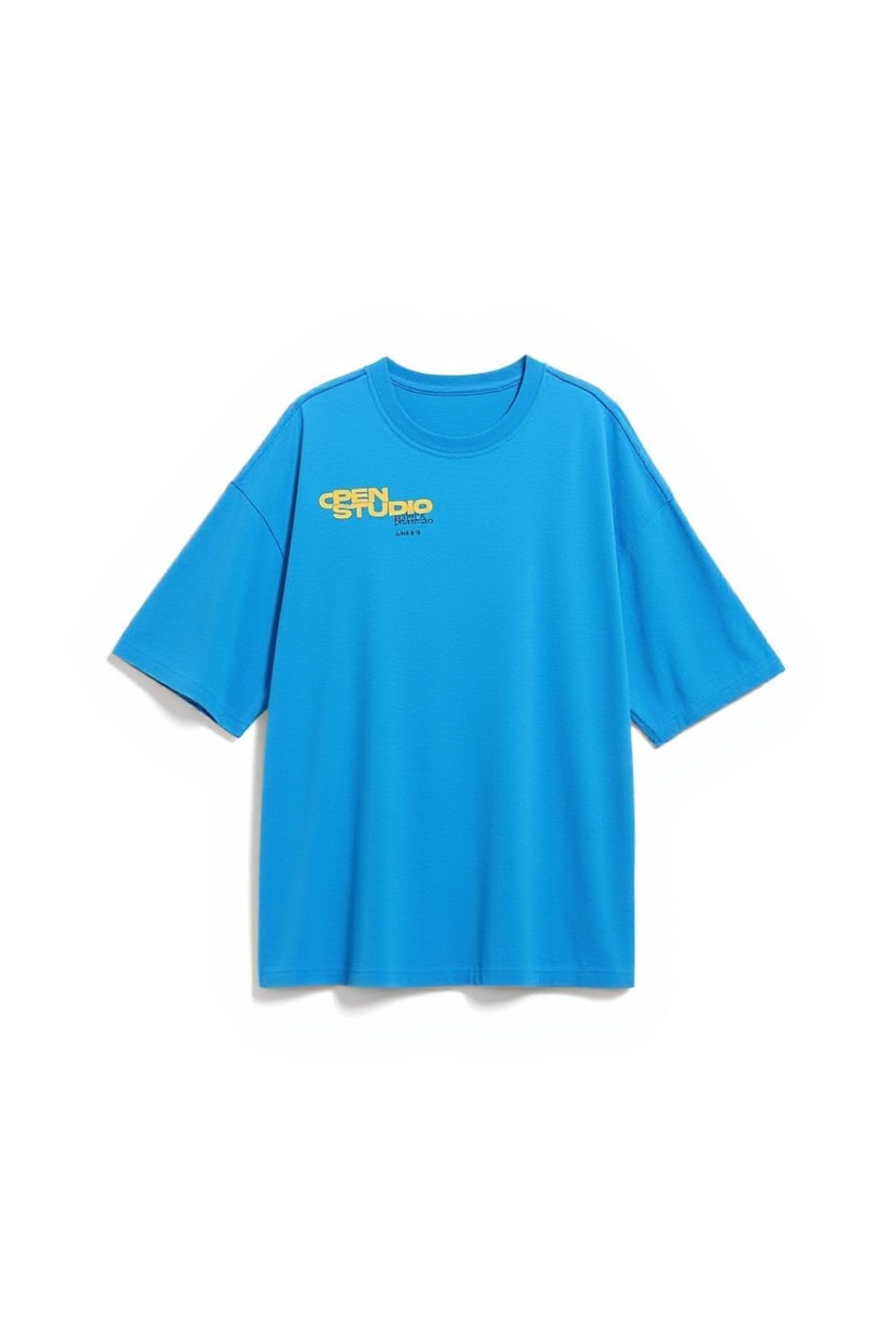 Topshop 'Open Studio' oversized graphic t-shirt in blue
