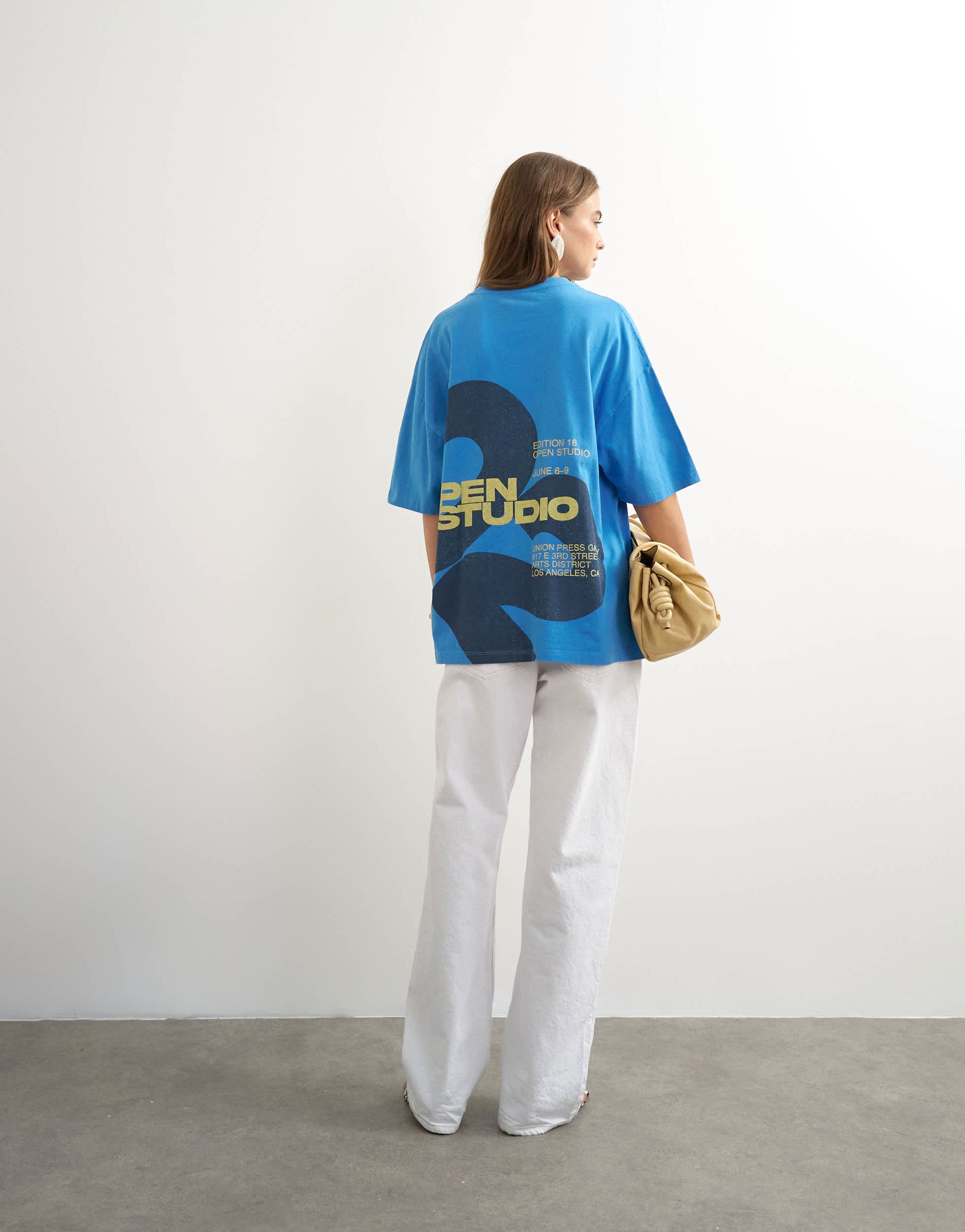 Topshop 'Open Studio' oversized graphic t-shirt in blue