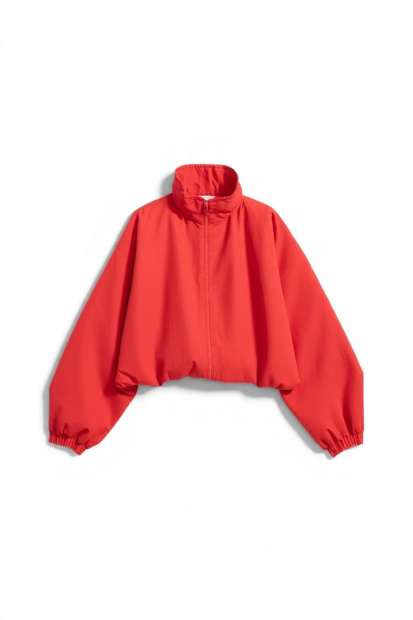Topshop pleated funnel neck anorak in red