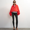 Topshop pleated funnel neck anorak in red