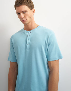 Topman slim fit rib henley t-shirt in light blue