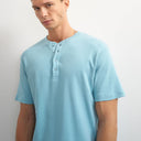 Topman slim fit rib henley t-shirt in light blue
