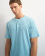 Topman slim fit rib henley t-shirt in light blue