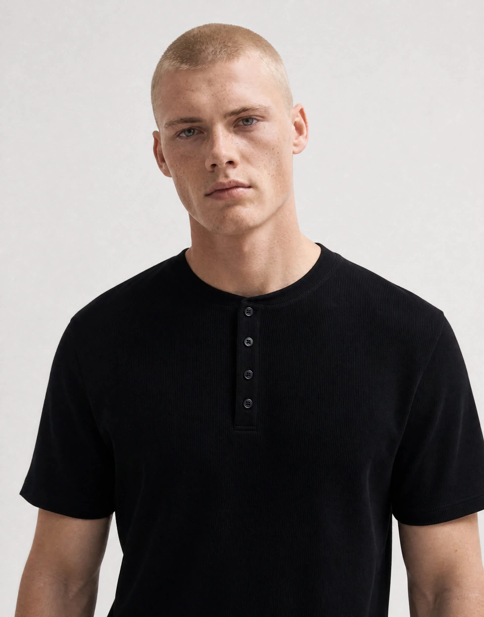 Topman slim fit rib henley t-shirt in black