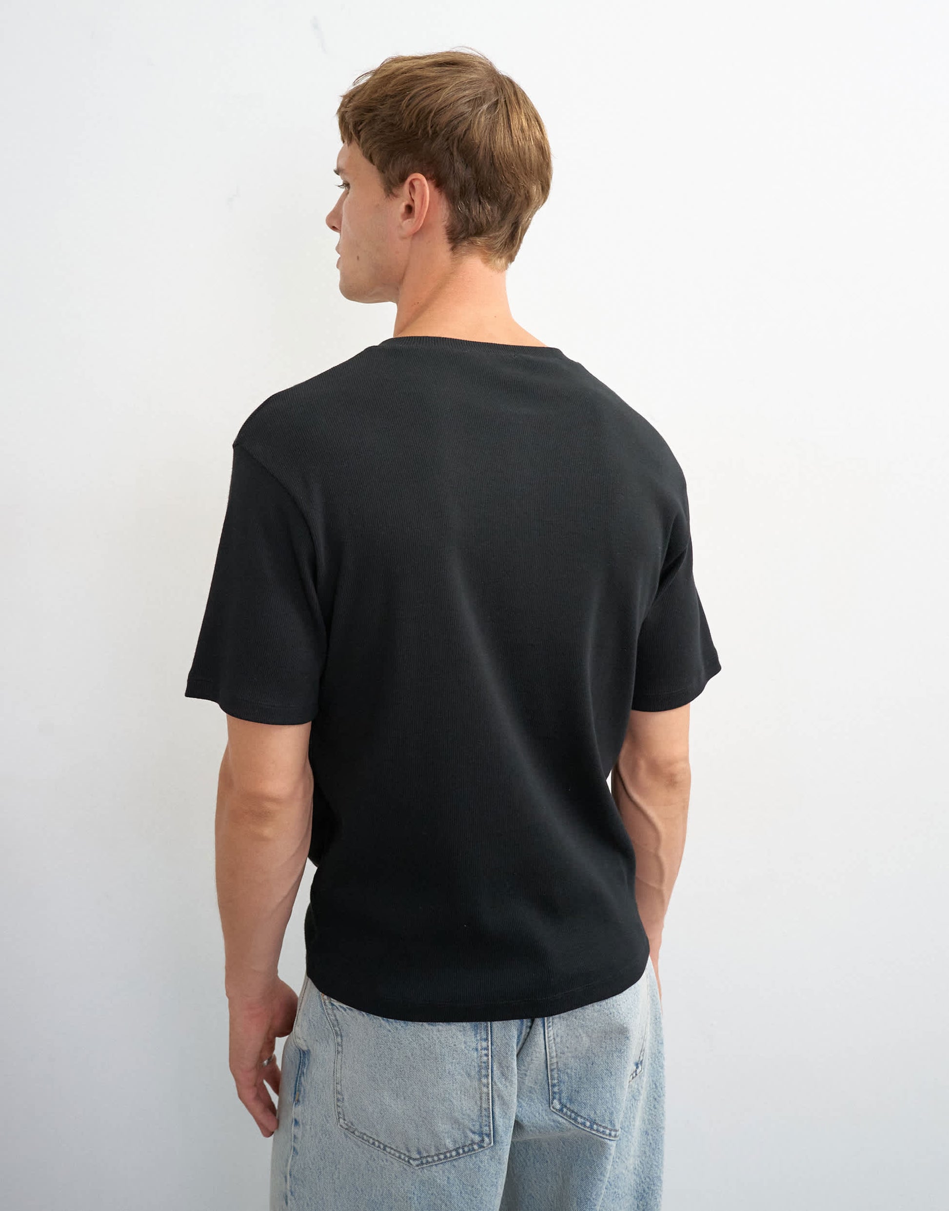 Topman slim fit rib henley t-shirt in black