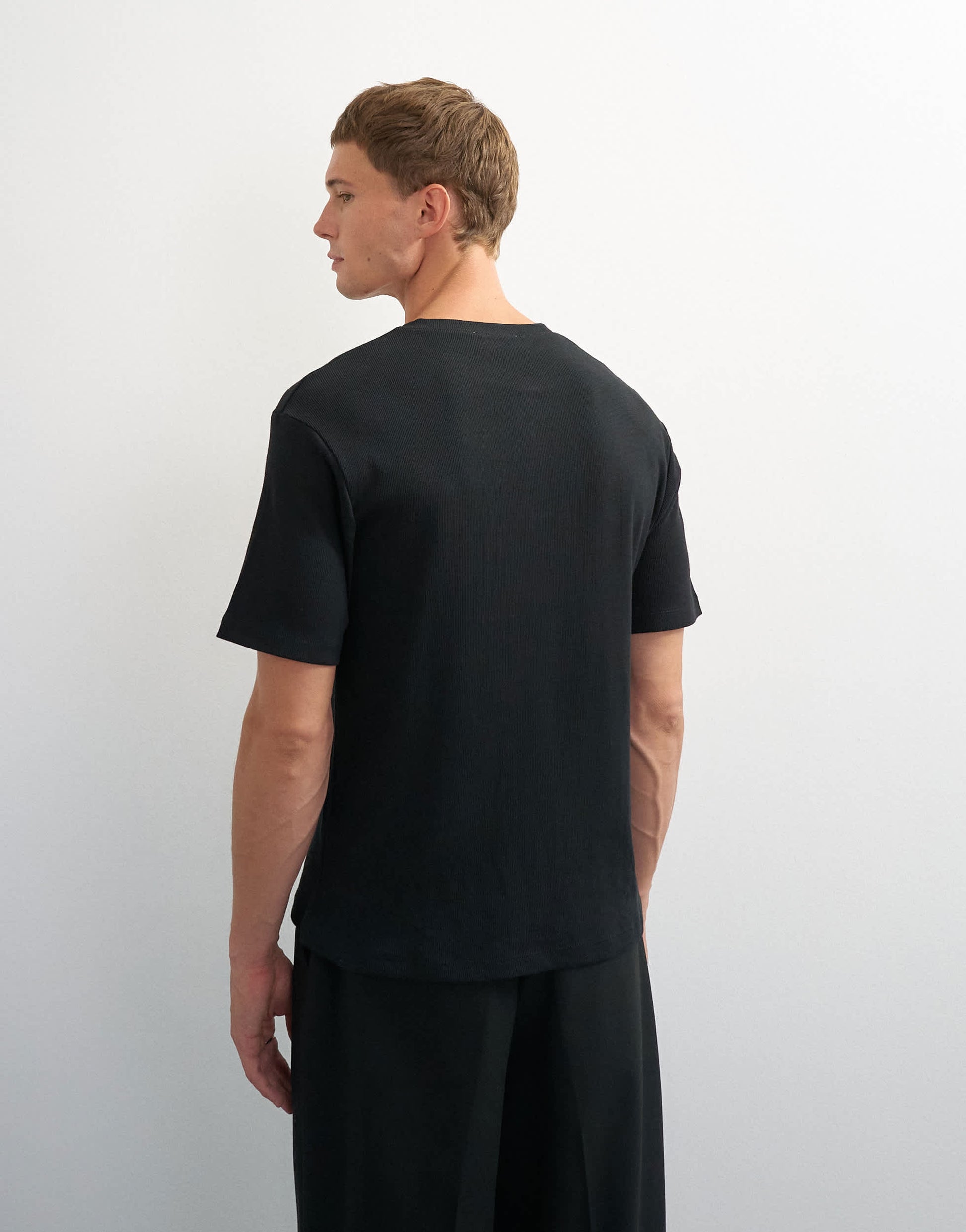 Topman slim fit rib henley t-shirt in black