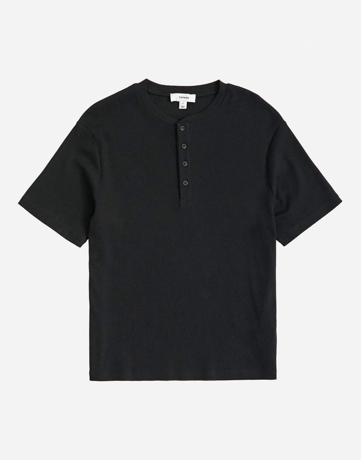 Topman slim fit rib henley t-shirt in black