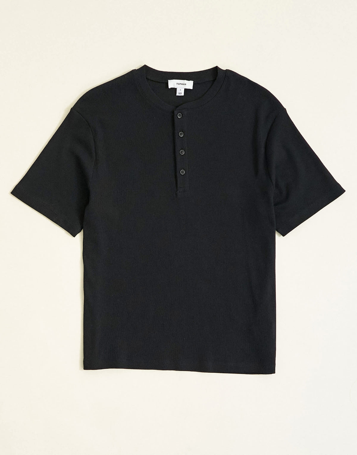 Topman slim fit rib henley t-shirt in black