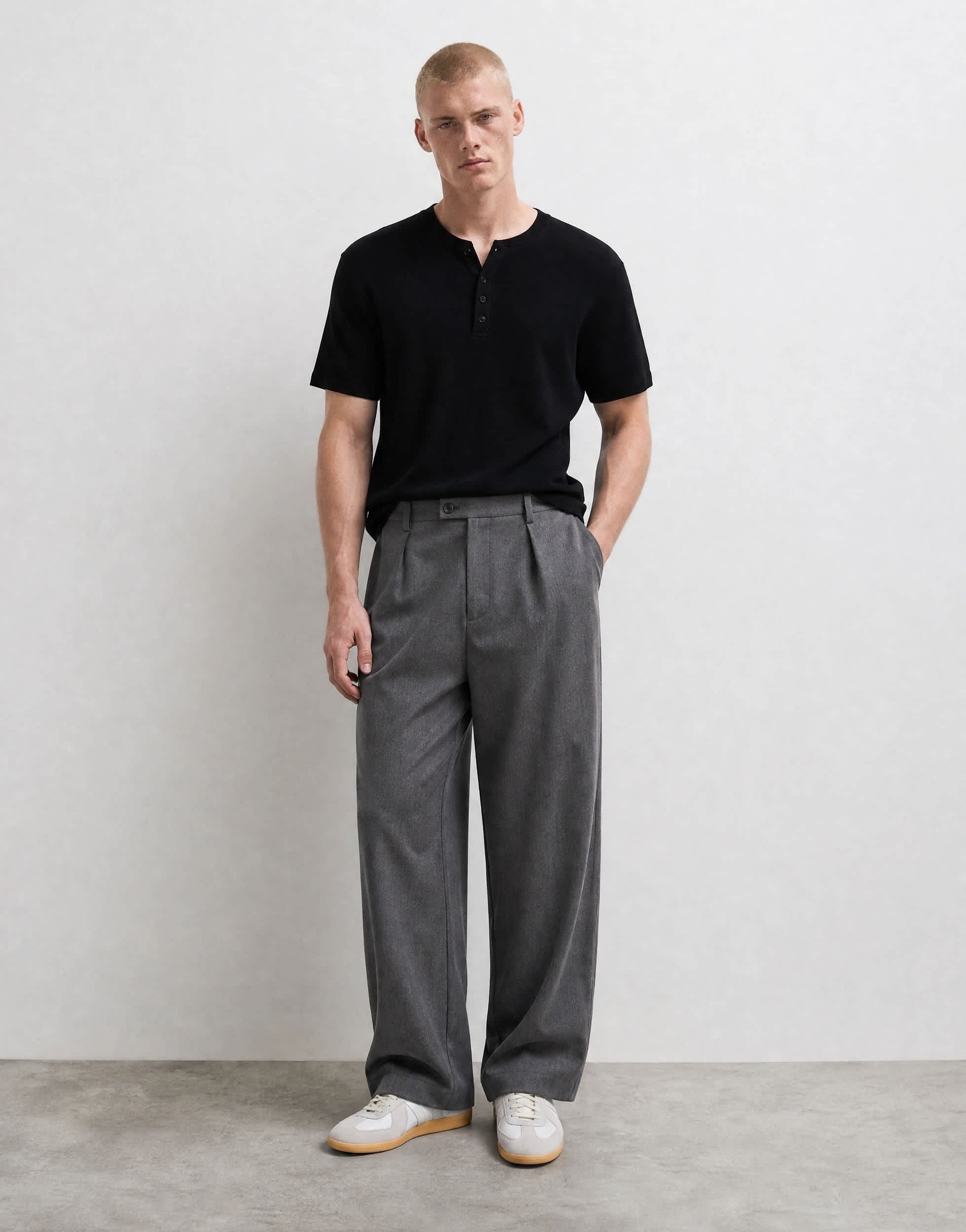 Topman slim fit rib henley t-shirt in black