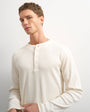Topman slim fit long sleeve rib henley t-shirt in ecru