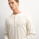 Topman slim fit long sleeve rib henley t-shirt in ecru